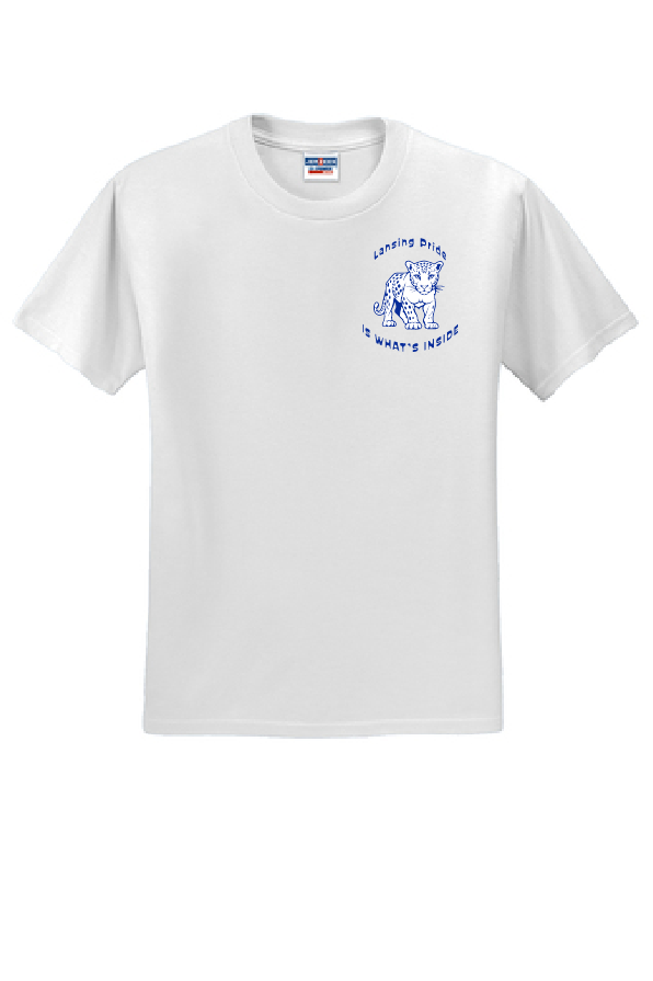 YOUTH T-shirt - BLUE or WHITE - Lansing Pride Inside - SMALL LOGO