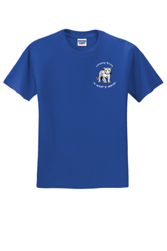 YOUTH T-shirt - BLUE or WHITE - Lansing Pride Inside - SMALL LOGO