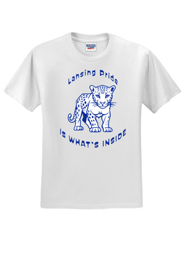YOUTH T-shirt - BLUE or WHITE - Lansing Pride Inside - LARGE LOGO