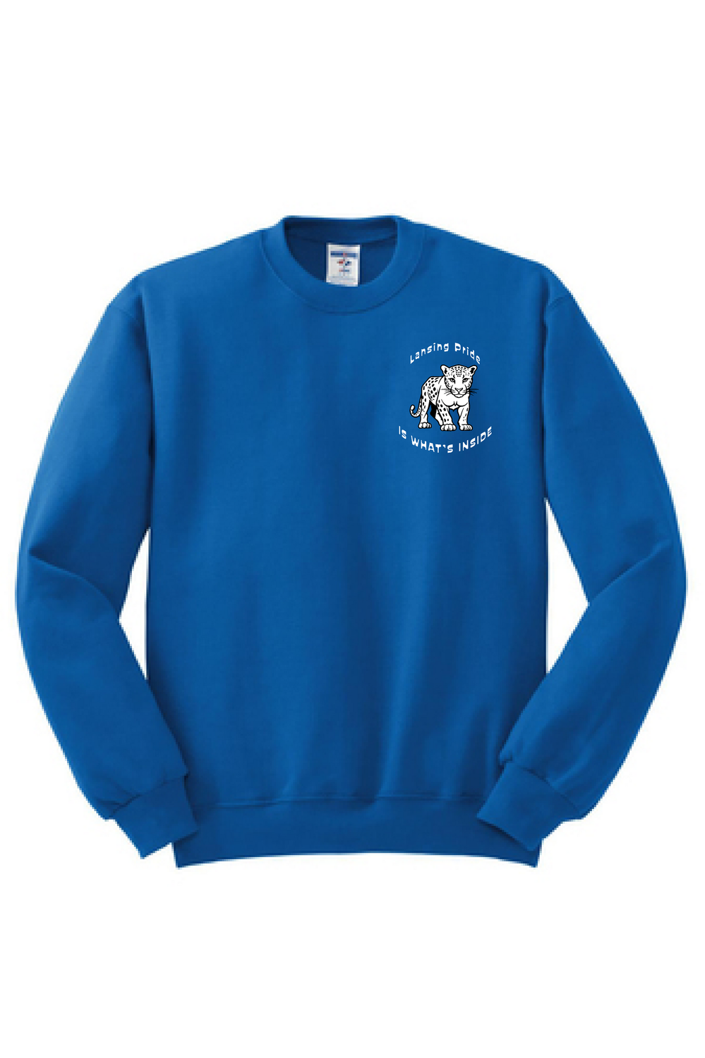 ADULT Sweatshirt - BLUE or White - Lansing Pride Inside - SMALL LOGO