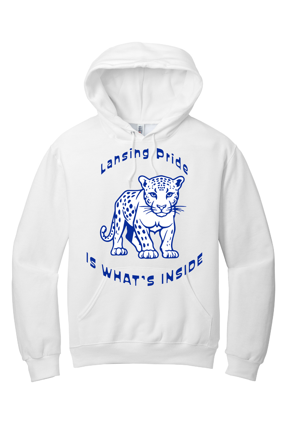 ADULT Hoodie - BLUE or WHITE - Lansing Pride Inside - LARGE LOGO