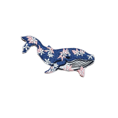 Walvis wit/blauw strijkapplicatie
