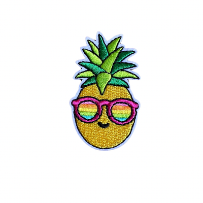 Ananas met bril strijkapplicatie