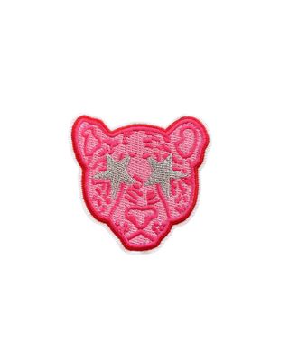 Luipaard hoofd Roze strijkapplicatie