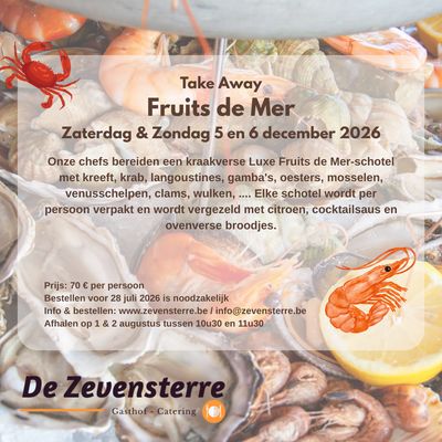 Take away fruits de Mer - 5 &amp; 6 december 2026