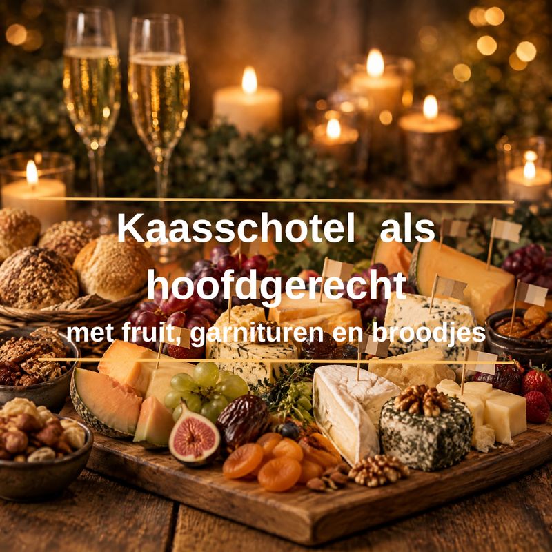 Kaasschotel als hoofdgerecht met fruit, garnituren en broodjes - vanaf 10 personen