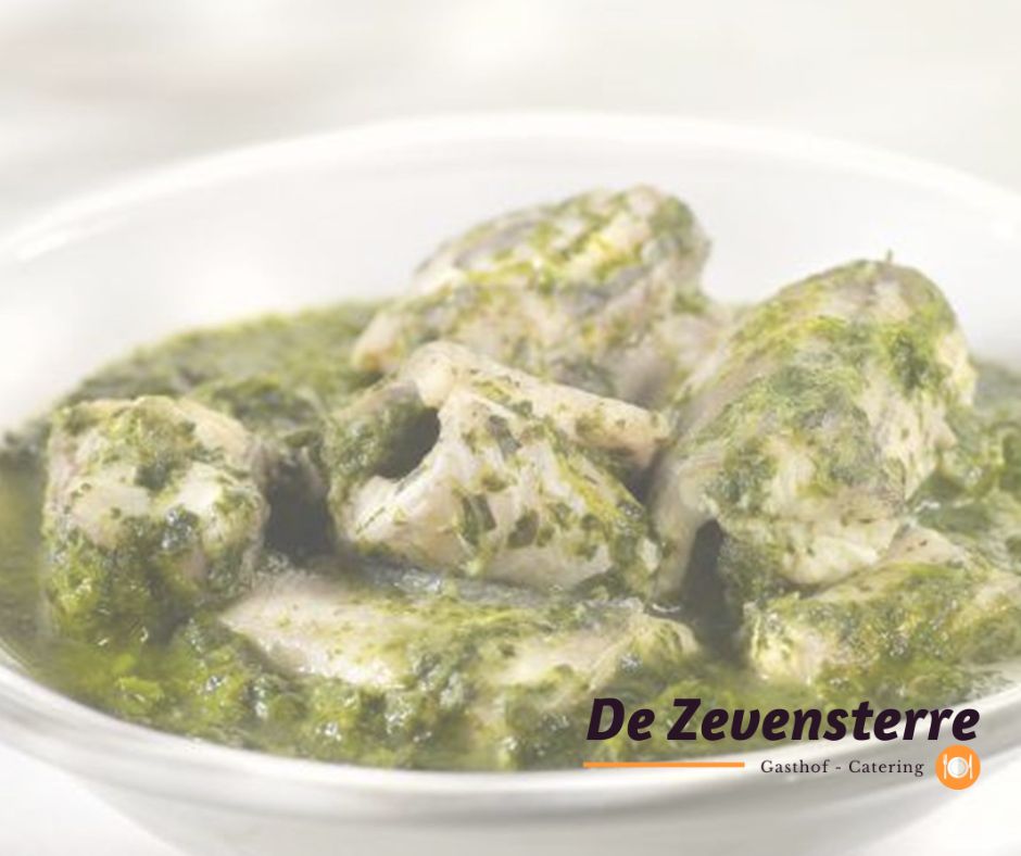 Zondag 1 november: Paling in't groen met verse tartaarsaus, een slaatje en voorgebakken frieten