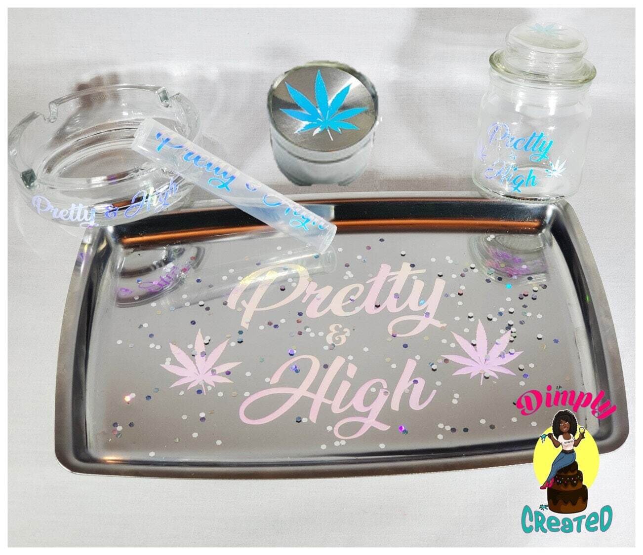 Pretty &amp; High Weed rolling Tray Set
