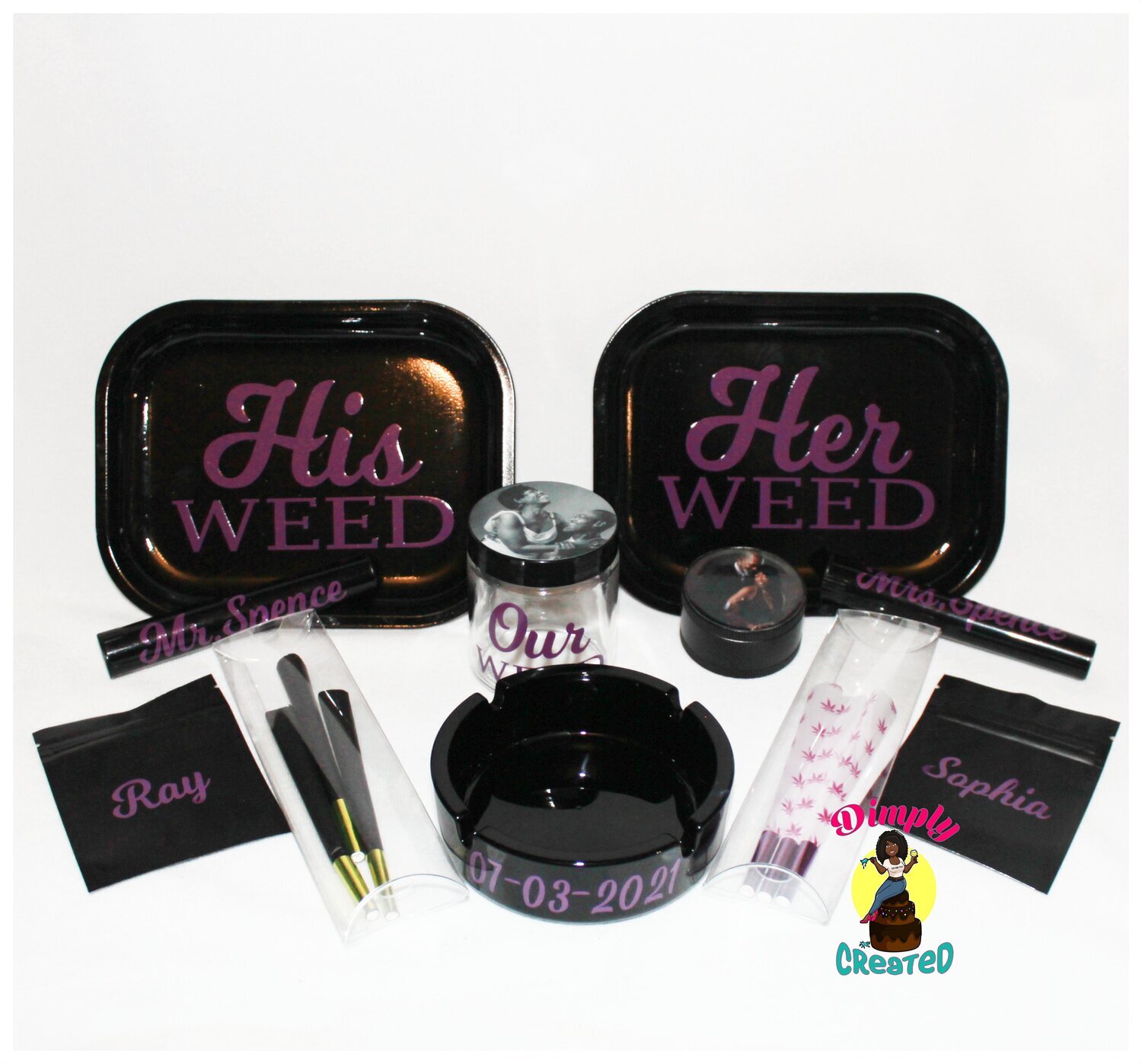 Custom His and Hers Rolling Tray Set