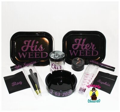 Custom His and Hers Rolling Tray Set