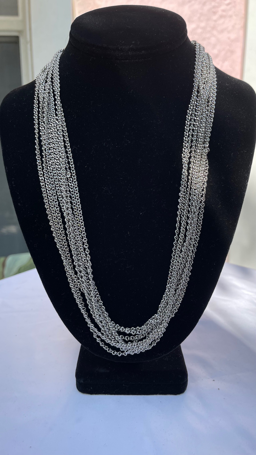Silvertone Multi Chain Necklace