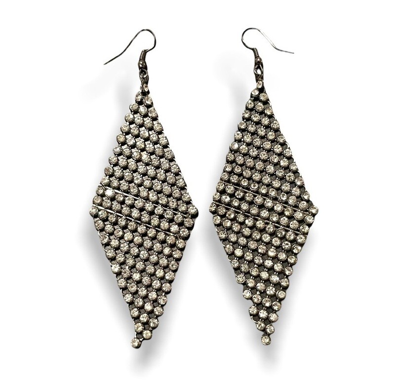 Mesh Rhinestone Dangle Earrings