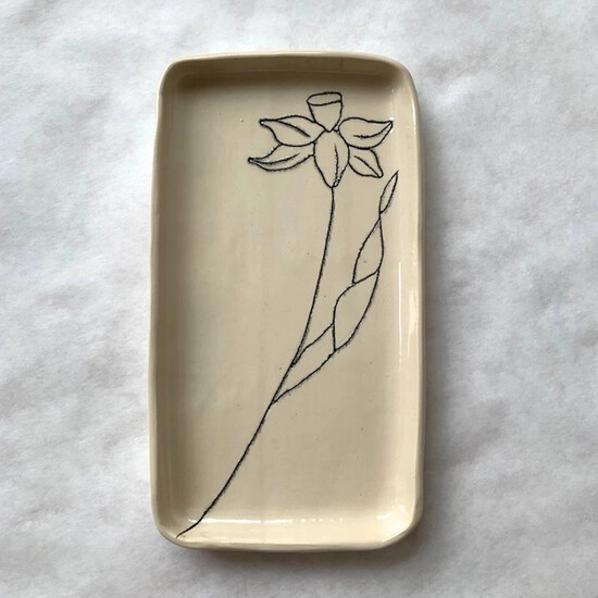 Small Ceramic Handcarved Tray