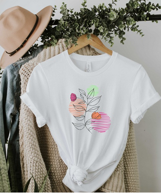 White Floral Striped Ball Tee