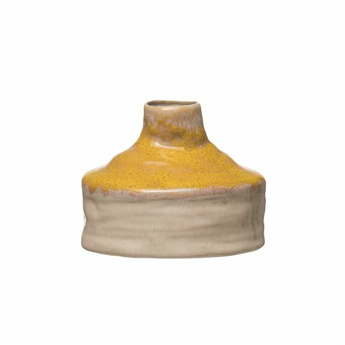 Cream Vase with Yellow Accent
