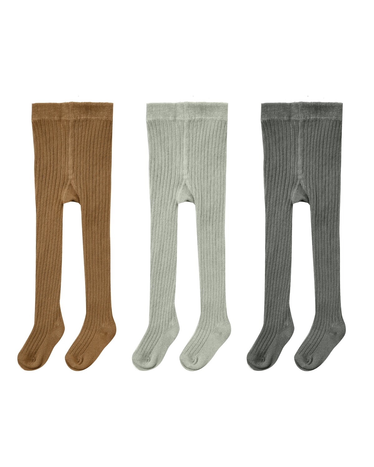 Solid Ribbed Tights Pack of 3 Rust-Agave-Charcoal