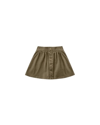Olive Button Front Mini Skirt