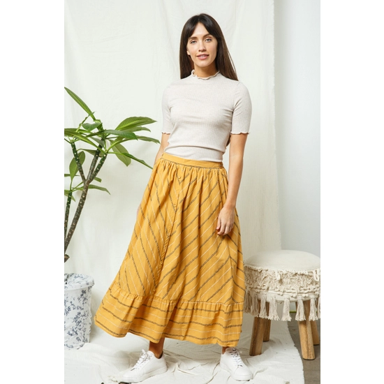 Striped Mustard Skirt