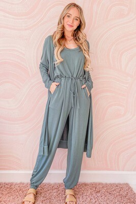 Casual Jumpsuit with Cardigan