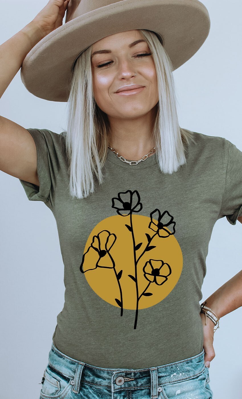 Gold Floral Graphic Tee