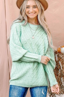 Mint Puff Sleeves Sweater