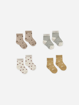 Printed Socks Set Fern Stripe, Acorns, Hearts, D