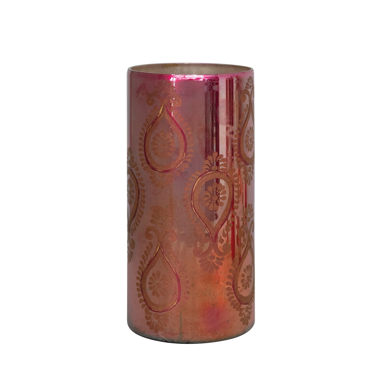 Etched Mercury Glass Vase, Pink & Gold Finish