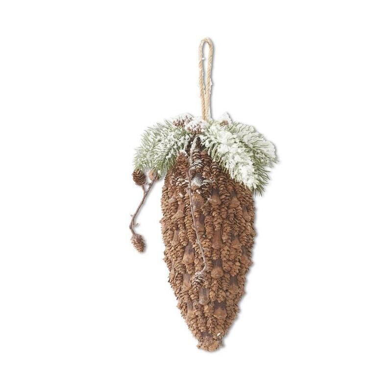 12 inch Teardrop Snowy Pine Needle Ornament