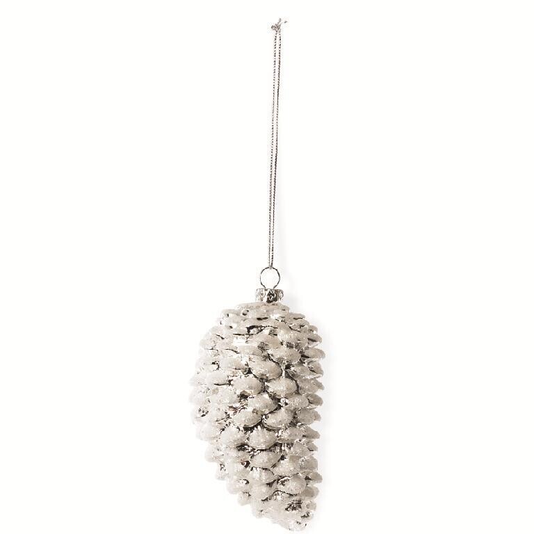 Silver Beaded Pinecone Ornament