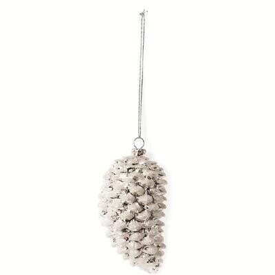 Silver Beaded Pinecone Ornament