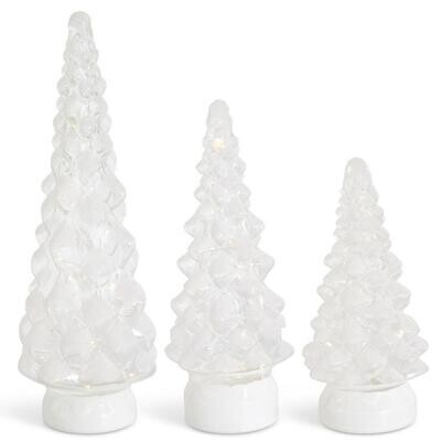 Clear Glass Flocked LED Trees