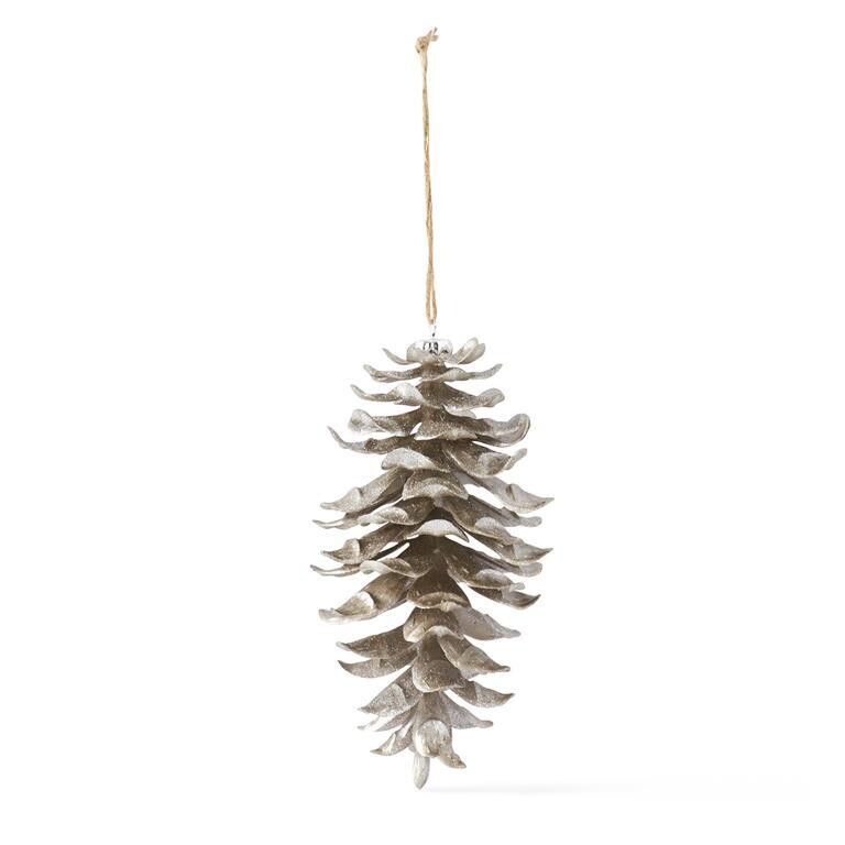 8.5 inch Silver Glittered Shatterproof Pinecone Ornament