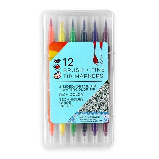 12 Brush+Fine Tip Markers