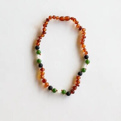 Raw Cognac Amber - Lave Jade Agate Necklace