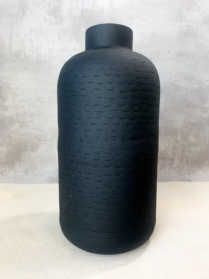 Textured Vase Oblong Lg Black