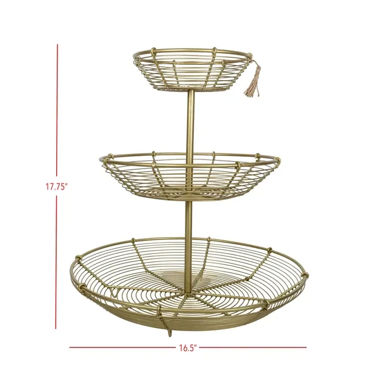 Auden 3-Tiered Baskets Brass