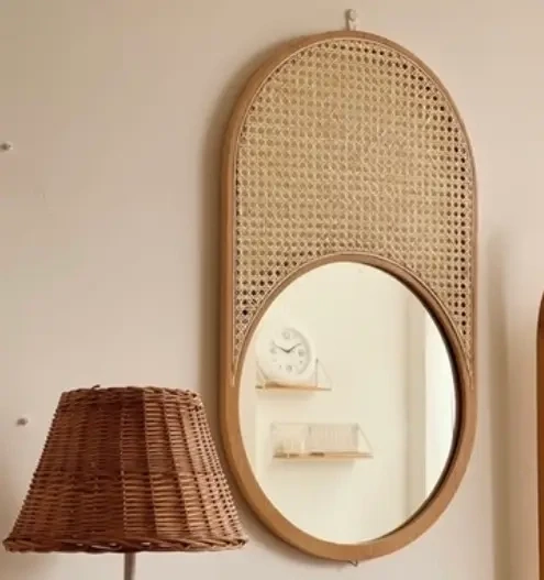 Oval Wood Mirror w/caning
