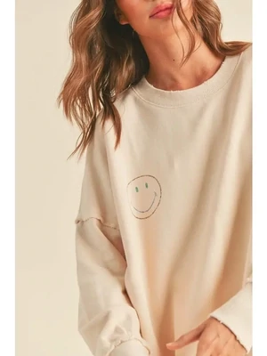 Terry Smile Print Sweatshirt