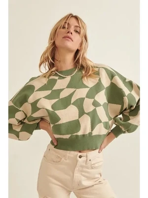 Abstract Green Sweater