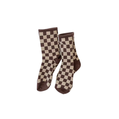Checkered Socks-Cocoa L