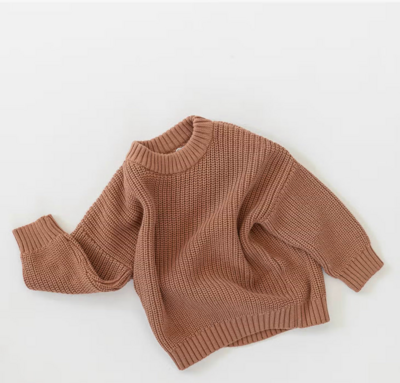 Chunky Knit Pullover-Clay