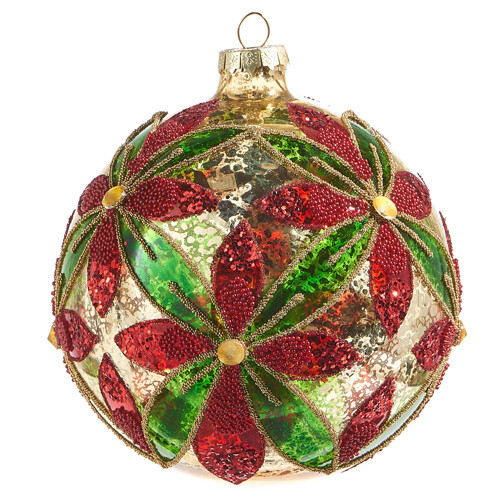 5" Poinsettia Ball Ornament