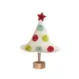 9&quot;L x 3&quot;W x 12&quot;H Handmade Wool Felt Tree w/ Star, Applique, Embroidery &amp; Wood Base