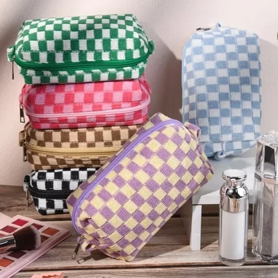 Checkered Preppy Cosmetic Bag