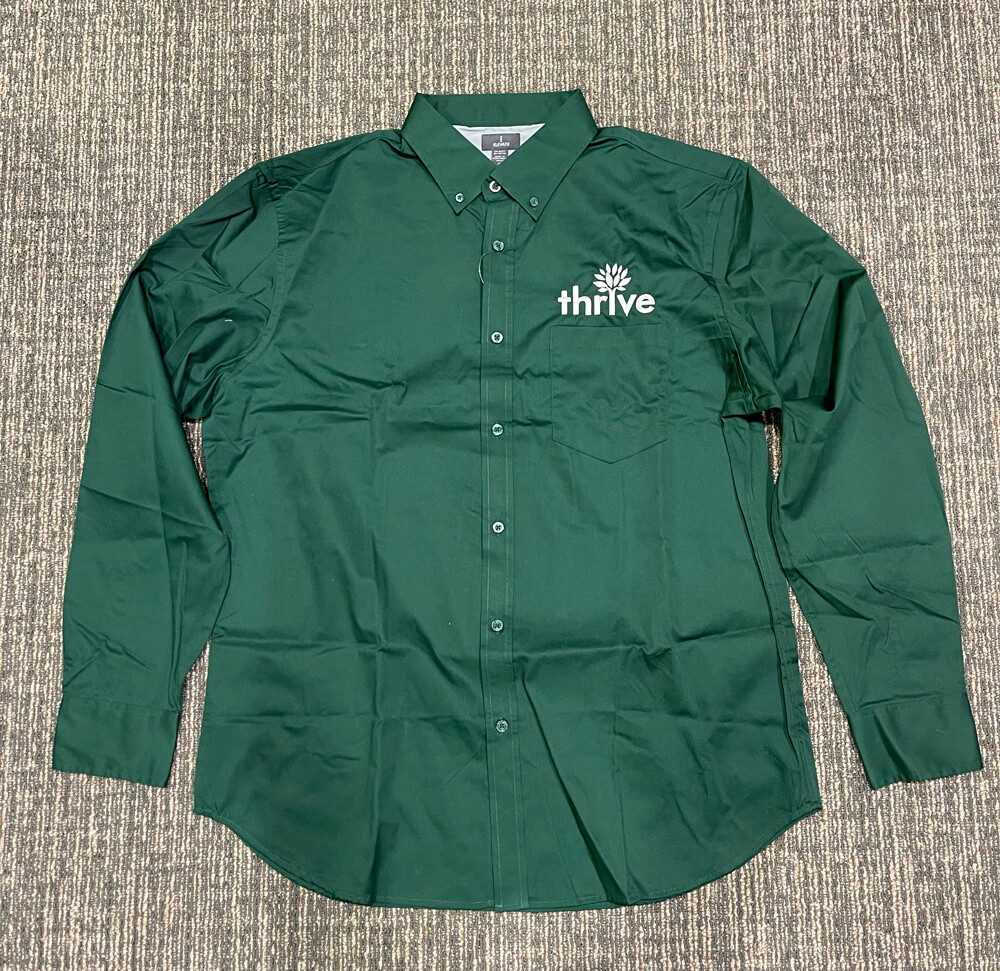 Thrive Men&#39;s Button Down Green - Large Logo