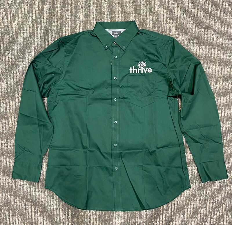 Thrive Men&#39;s Button Down Green - Large Logo