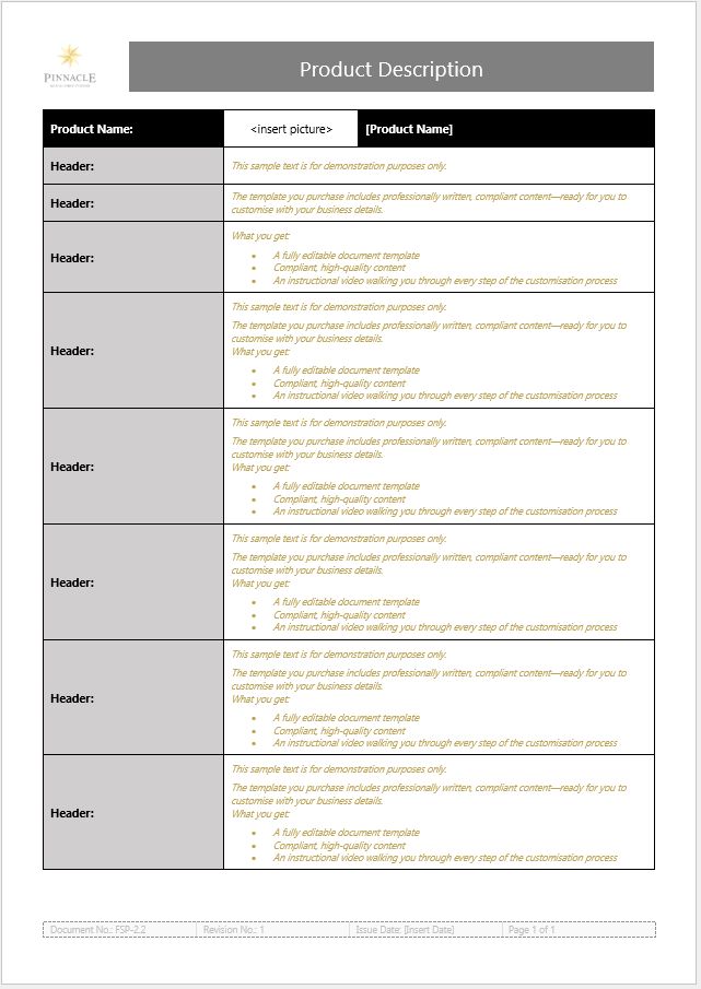 FSP-2.2 Product Descriptions