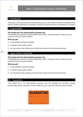 Non-Conforming Product Procedure