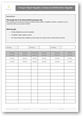 Foreign Object Control Register Template
