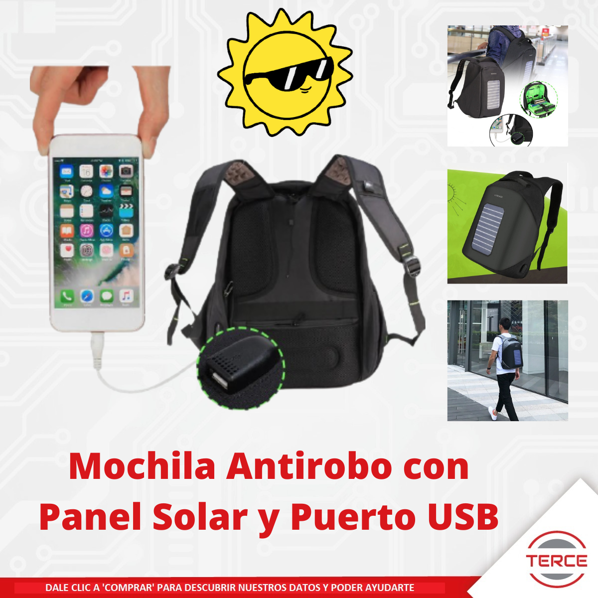 Mochila solar con USB